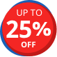 Up to 25% off sticker