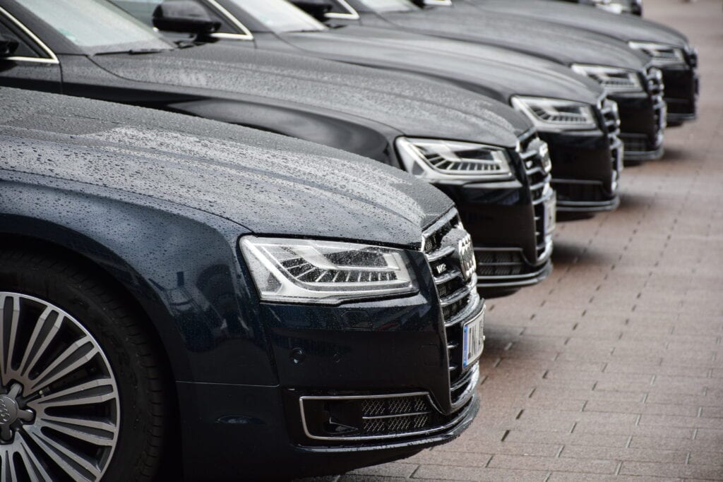 black European cars in line