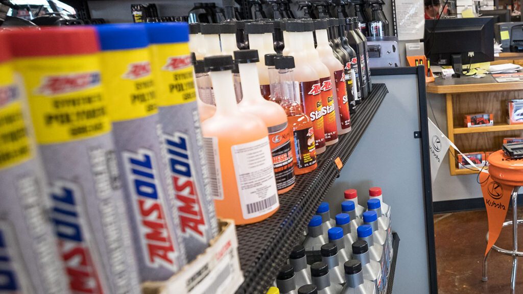 AMSOIL products on a shelf