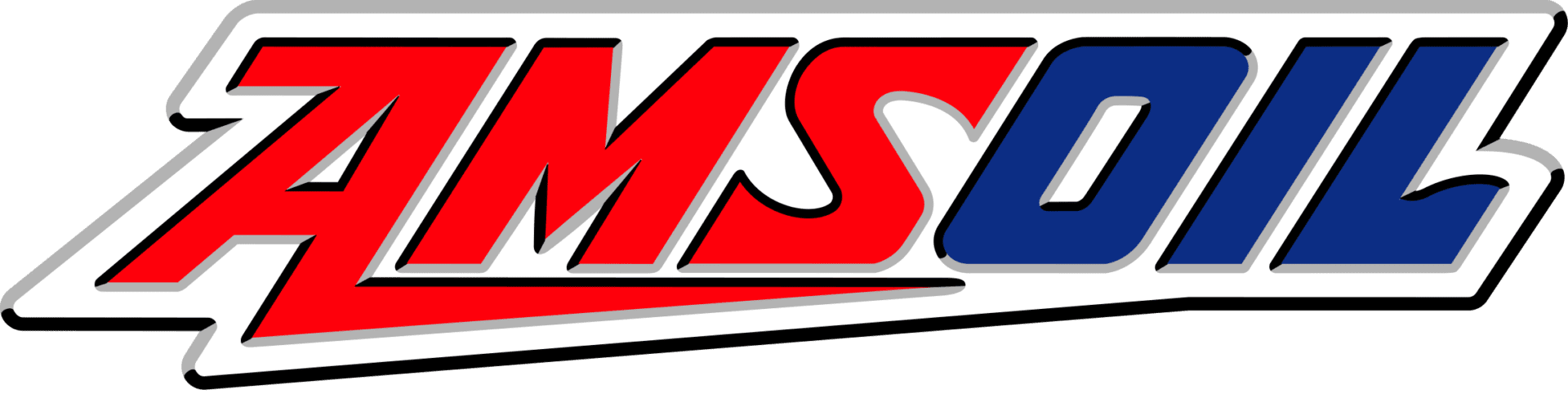 AMSOIL logo in red white and blue