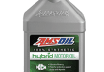 Bottle of AMSOIL 0W-8 100% Synthetic Hybrid Motor Oil